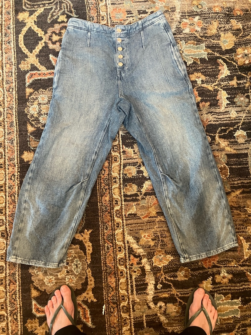 We The Free Light Wash Relaxed Button-Fly Jeans